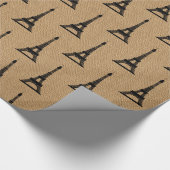 素朴でフランスのなバーラップのパリエッフェル塔パターン ラッピングペーパー (角)