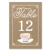 素朴でモダンなティーカップのテーブル数 テーブルナンバー (正面)