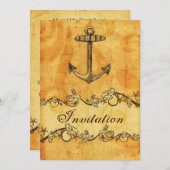 素朴でヴィンテージな錨の海事ウェディング招待状 招待状 (正面/裏面)
