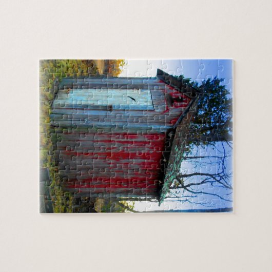 素朴で古いがらくた部品置き場の離れ家 ジグソーパズル (横)