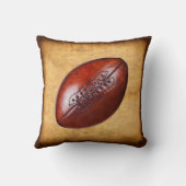 素朴で古い一見のフットボールの枕、5つのテキスト・ボックス クッション (裏面)