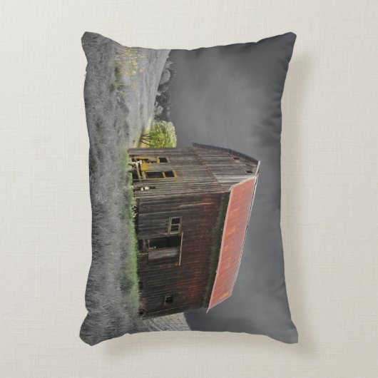 素朴で古い納屋のヴィンテージの農家の写真撮影 アクセントクッション (正面(垂直))