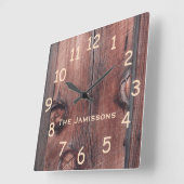 素朴で古く赤い納屋の下見張り、パーソナライズな時計 スクエア壁時計 (傾斜)