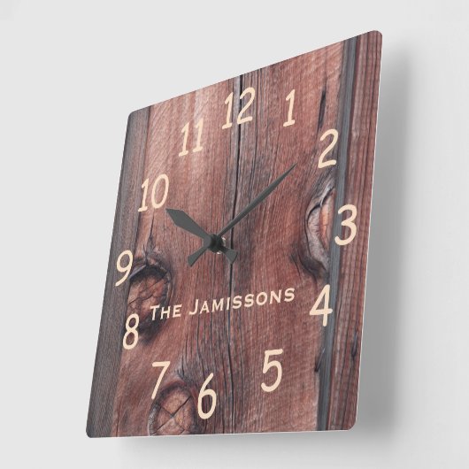 素朴で古く赤い納屋の下見張り、パーソナライズな時計 スクエア壁時計 (傾斜)