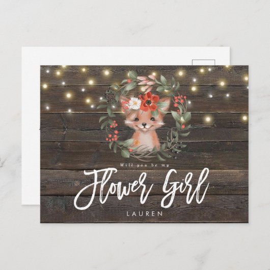 素朴で可愛いキツネフローラは私の花娘 案内ポストカード (正面/裏面)