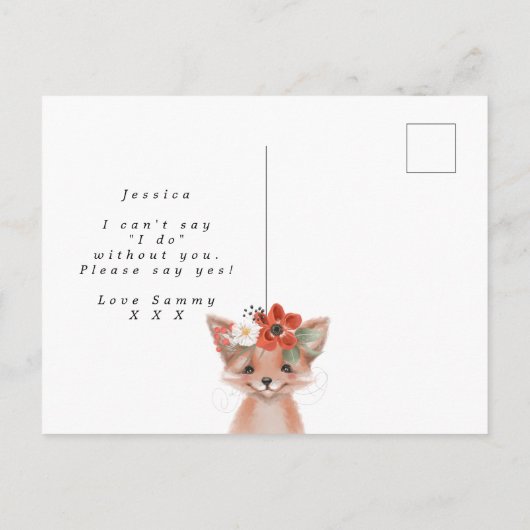 素朴で可愛いキツネフローラは私の花娘 案内ポストカード (裏面)