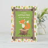 素朴で小さいキツネの男の子のベビーシャワー 招待状 (スタンド正面)