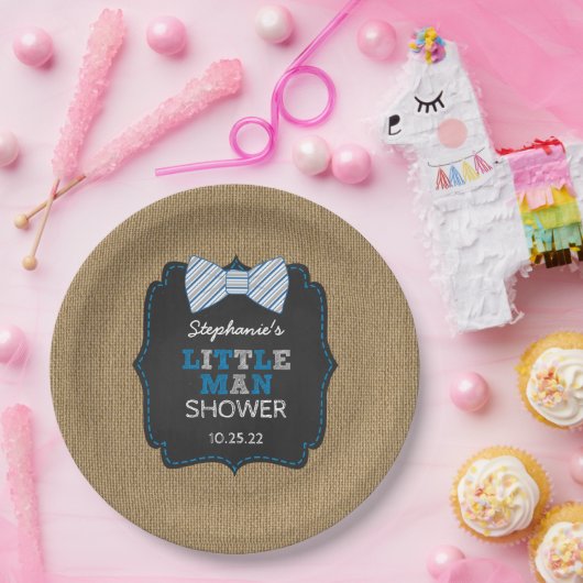 素朴で小さい人のちょうネクタイのベビーシャワーの装飾 ペーパープレート (パーティー)