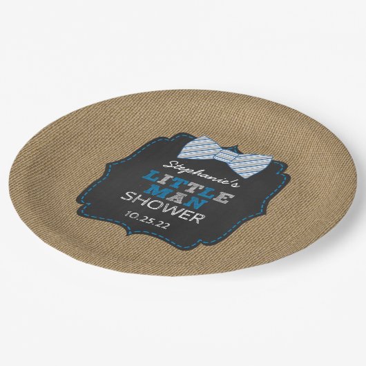 素朴で小さい人のちょうネクタイのベビーシャワーの装飾 ペーパープレート (アングル)