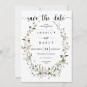素朴で幻想的なワイルドフラワーのウェディング・セーブ・ザ・デート 招待状 (正面)