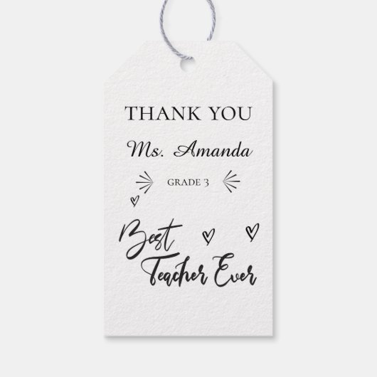 素朴で心の大きな先生の感謝を要する ギフトタグ (裏面)