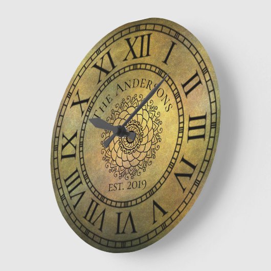 素朴で旧式なぼろぼろのシックなヴィンテージのローマ数字 ラージ壁時計 (傾斜)