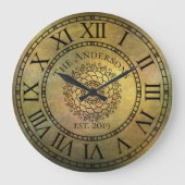 素朴で旧式なぼろぼろのシックなヴィンテージのローマ数字 ラージ壁時計 (正面)