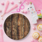 素朴で暗い木製の使い捨て可能な紙皿 ペーパープレート (パーティー)