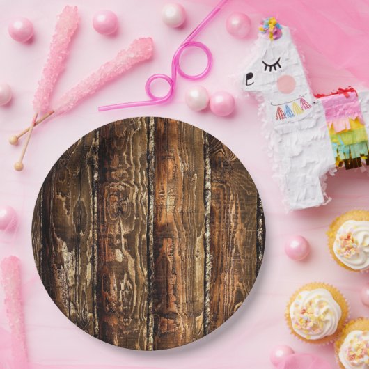 素朴で暗い木製の使い捨て可能な紙皿 ペーパープレート (パーティー)