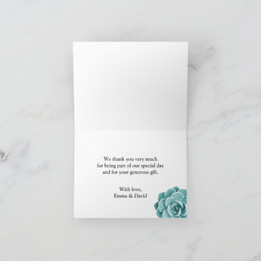 素朴で水気が多い花のエレガントな結婚式は感謝していしています サンキューカード (内部)