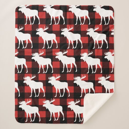 素朴で白いアメリカヘラジカ及びバッファローの点検の格子縞 シェルパブランケット (正面)