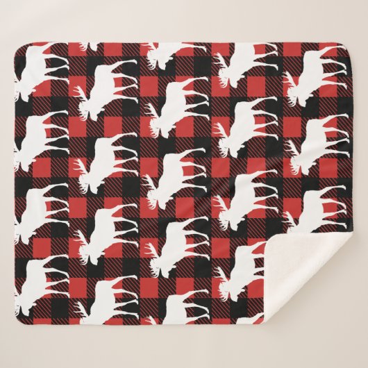 素朴で白いアメリカヘラジカ及びバッファローの点検の格子縞 シェルパブランケット (正面(横))