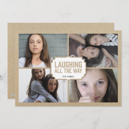 素朴で白いフレームの休日の写真カード シーズンカード (正面/裏面)