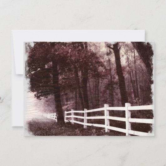 素朴で白い塀の森林木の結婚式招待状 招待状 (裏面)