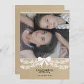 素朴で白い弓及び花輪の休日の写真カード シーズンカード (正面/裏面)