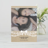 素朴で白い弓及び花輪の休日の写真カード シーズンカード (スタンド正面)