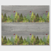 素朴で白い木製の森林動物 ラッピングペーパー (フラット)