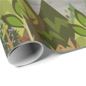 素朴で白い木製の森林動物 ラッピングペーパー (ロールコーナー)