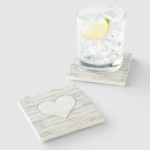 素朴で美しい木製の質のハート ストーンコースター (横)