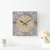 素朴で自然な石造りパターンプリント スクエア壁時計 (ホーム)