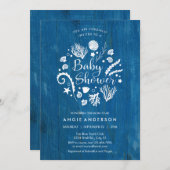 素朴で航海のな海洋生物のベビーシャワーの招待状 招待状 (正面/裏面)