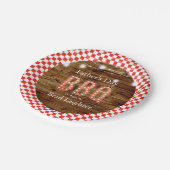 素朴で赤いチェック模様の父の日BBQ ペーパープレート (アングル)