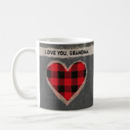 素朴で赤いバッファローの格子縞のハート愛祖母 コーヒーマグカップ