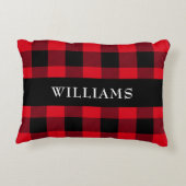 素朴で赤いバッファローの点検家族のモノグラム アクセントクッション (裏面)