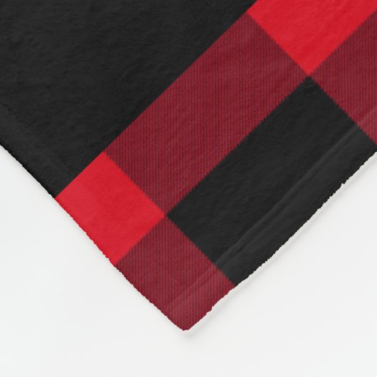 素朴で赤いバッファローの点検家族のモノグラム フリースブランケット (角)