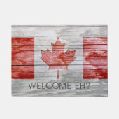 素朴で赤い汚れのカナダの旗のカエデの葉の灰色木 ドアマット (正面)