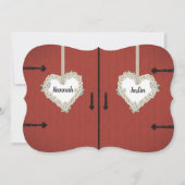 素朴で赤い納屋およびデイジーの国の結婚式 招待状 (正面)