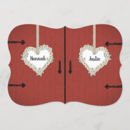 素朴で赤い納屋およびデイジーの国の結婚式 招待状