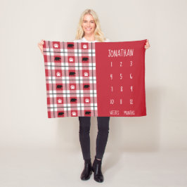 素朴で赤い黒い及びシロクマのフランネルパターン フリースブランケット