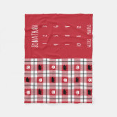 素朴で赤い黒い及びシロクマのフランネルパターン フリースブランケット (正面)