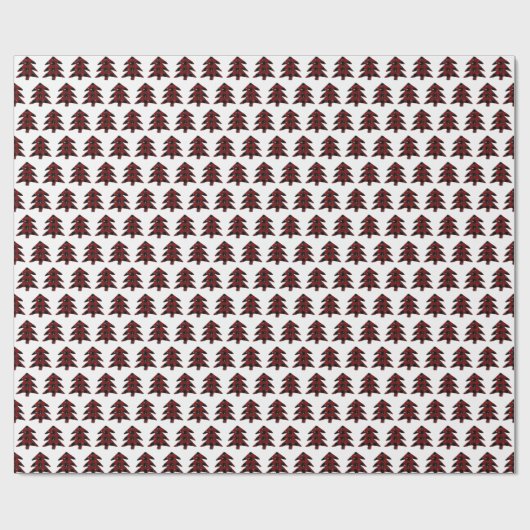 素朴で赤くおよび黒い格子縞のクリスマスツリーの休日 ラッピングペーパー (フラット)