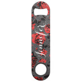 素朴で赤くおよび黒い茎のバラのモノグラム スピード栓抜き (裏面)