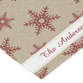 素朴で赤くフェイクなバーラップの雪片パターン ショートテーブルランナー (コーナー)