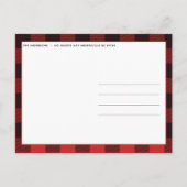 素朴で赤く及び黒いギンガムのフランネルのクリスマスツリー 案内ポストカード (裏面)