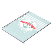 素朴で青いいかりの航海のでストライプなノート ノートブック (左側)