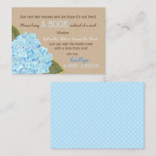 素朴で青いアジサイはブックカードを読みました エンクロージャーカード (正面/裏面)