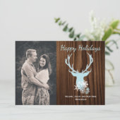 素朴で青いシカの頭部の休日の挨拶状 シーズンカード (スタンド正面)