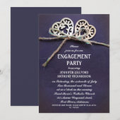 素朴で青い婚約パーティの招待 招待状 (正面/裏面)