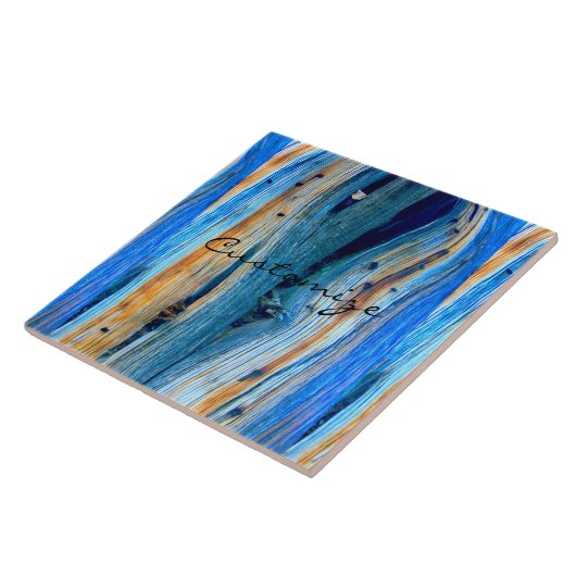 素朴で青い杜松木板 タイル (側面)