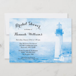 素朴で青い灯台ブライダルシャワー 招待状